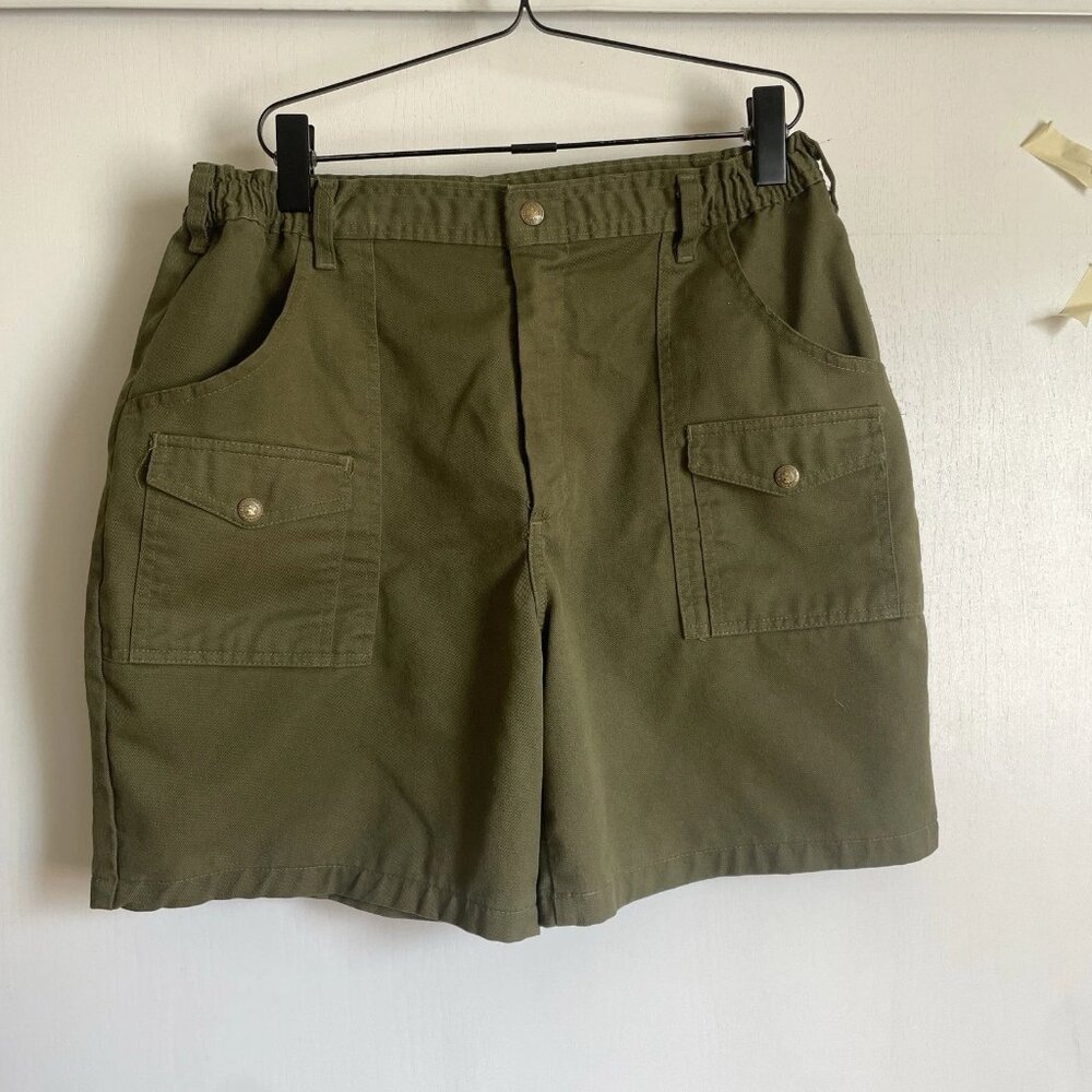Men’s Vintage Boy Scouts of America Olive Green Utility Shorts Stretchy Sz. M-L